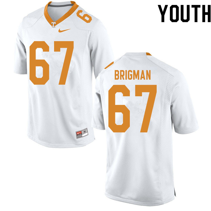Youth #67 Jacob Brigman Tennessee Volunteers College Football Jerseys Sale-White
